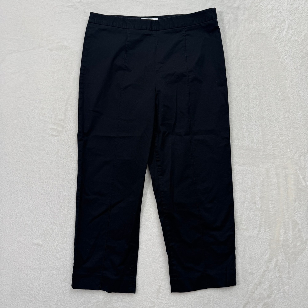 Talbots Pants Womens 6P Black Petites Stretch Side Zip Cropped Straight Leg Seam